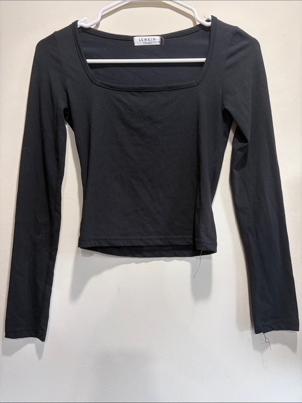 LEWKIN Black Square-Neck Long Sleeve Tee
